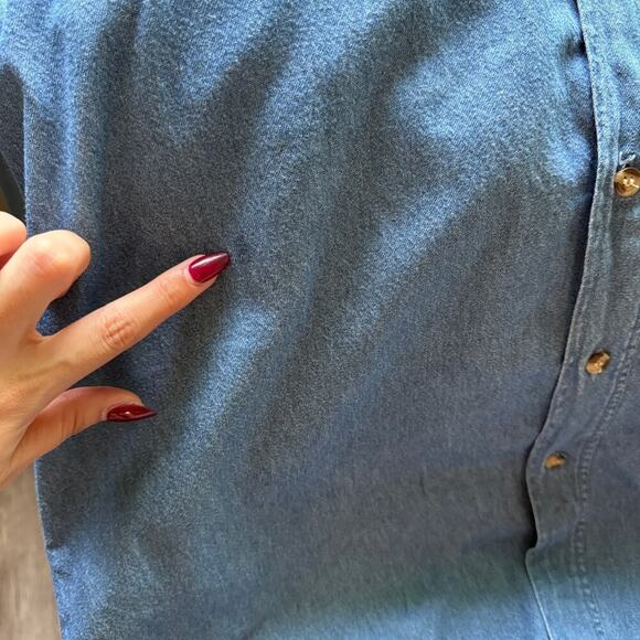 Mickey Mouse Graphic Denim Long Sleeve Button Down Shirt Womens Medium Relaxed - Picture 8 of 10